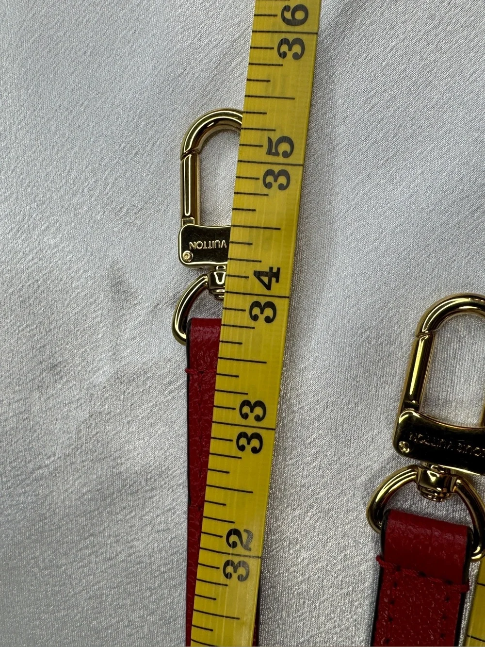 Louis Vuitton Red Leather Strap with Gold Hardware